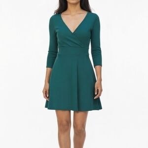 Modcloth Skater Dress Sz S Ribbed Pullover Surplice Stretchy Lets Keep It Short